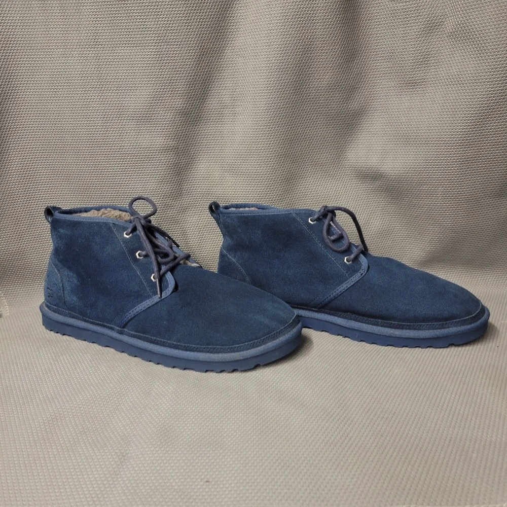 UGG Neumel Navy‎ Blue Suede Sheepskin Chukka Ankle Boots Shoes Size US 15 Men
